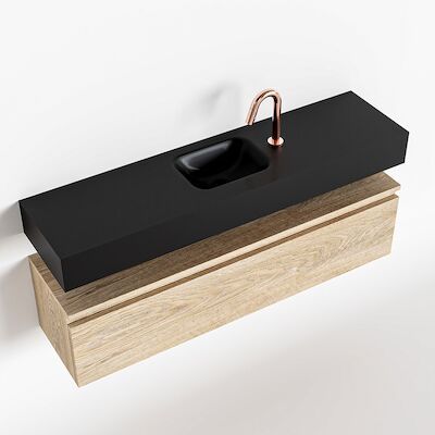 MONDIAZ ANDOR 120cm toiletmeubel washed oak. LEX 120cm wastafel urban midden 1 kraangat