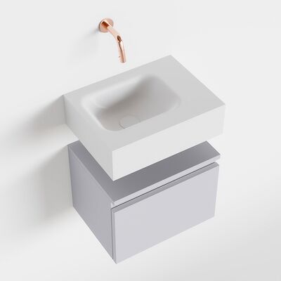 MONDIAZ ANDOR 40cm toiletmeubel cale. LEX 40cm wastafel talc links geen kraangat