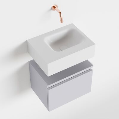 MONDIAZ ANDOR 40cm toiletmeubel cale. LEX 40cm wastafel talc rechts geen kraangat