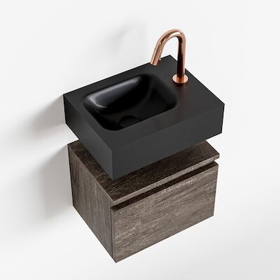 MONDIAZ ANDOR 40cm toiletmeubel dark brown. LEX 40cm wastafel urban links 1 kraangat