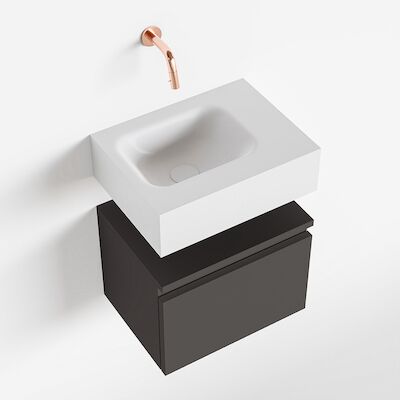 MONDIAZ ANDOR 40cm toiletmeubel dark grey. LEX 40cm wastafel talc links geen kraangat