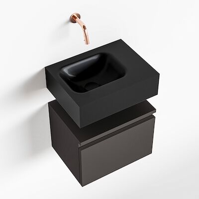 MONDIAZ ANDOR 40cm toiletmeubel dark grey. LEX 40cm wastafel urban links geen kraangat