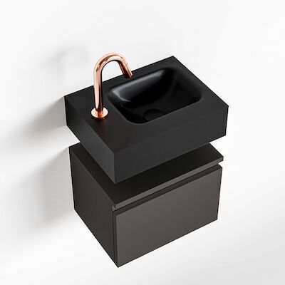 MONDIAZ ANDOR 40cm toiletmeubel dark grey. LEX 40cm wastafel urban rechts 1 kraangat
