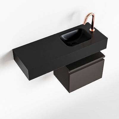 MONDIAZ ANDOR 40cm toiletmeubel dark grey. LEX 80cm wastafel urban rechts 1 kraangat