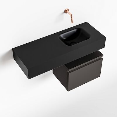 MONDIAZ ANDOR 40cm toiletmeubel dark grey. LEX 80cm wastafel urban rechts geen kraangat