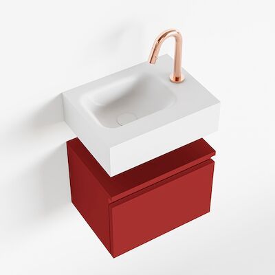 MONDIAZ ANDOR 40cm toiletmeubel fire. LEX 40cm wastafel talc links 1 kraangat