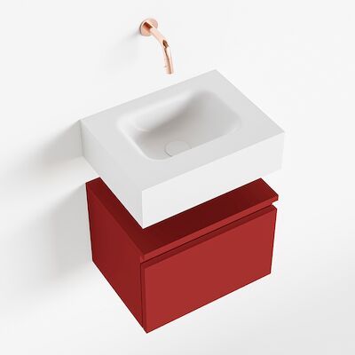 MONDIAZ ANDOR 40cm toiletmeubel fire. LEX 40cm wastafel talc midden geen kraangat