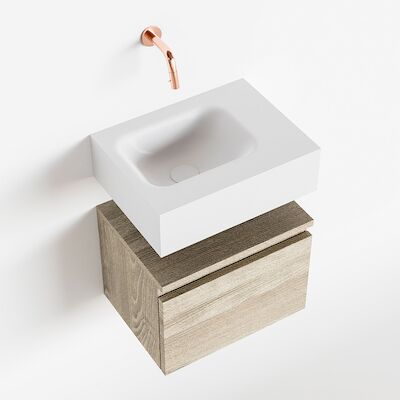 MONDIAZ ANDOR 40cm toiletmeubel light brown grey. LEX 40cm wastafel talc links geen kraangat