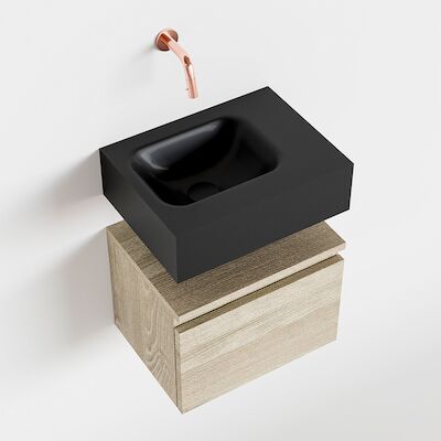 MONDIAZ ANDOR 40cm toiletmeubel light brown grey. LEX 40cm wastafel urban links geen kraangat
