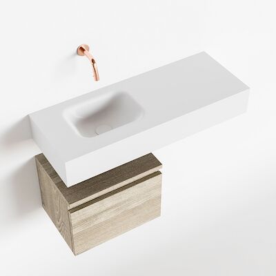 MONDIAZ ANDOR 40cm toiletmeubel light brown grey. LEX 80cm wastafel talc links geen kraangat
