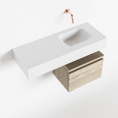 MONDIAZ ANDOR 40cm toiletmeubel light brown grey. LEX 80cm wastafel talc rechts geen kraangat