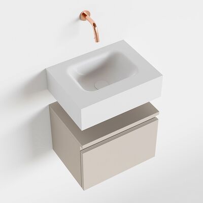 MONDIAZ ANDOR 40cm toiletmeubel linen. LEX 40cm wastafel talc midden geen kraangat