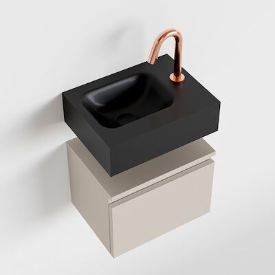 MONDIAZ ANDOR 40cm toiletmeubel linen. LEX 40cm wastafel urban links 1 kraangat