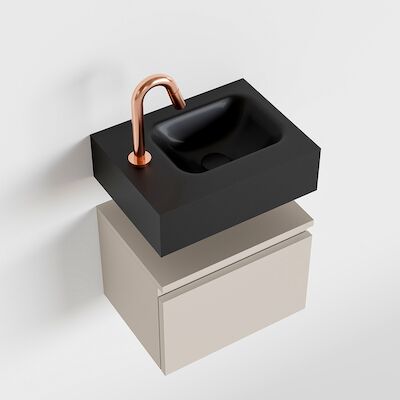 MONDIAZ ANDOR 40cm toiletmeubel linen. LEX 40cm wastafel urban rechts 1 kraangat