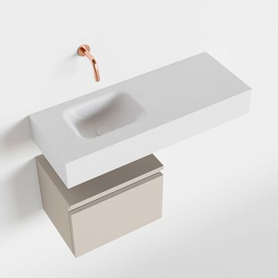 MONDIAZ ANDOR 40cm toiletmeubel linen. LEX 80cm wastafel talc links geen kraangat