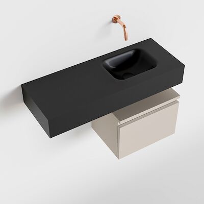 MONDIAZ ANDOR 40cm toiletmeubel linen. LEX 80cm wastafel urban rechts geen kraangat