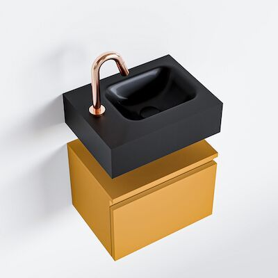 MONDIAZ ANDOR 40cm toiletmeubel ocher. LEX 40cm wastafel urban rechts 1 kraangat