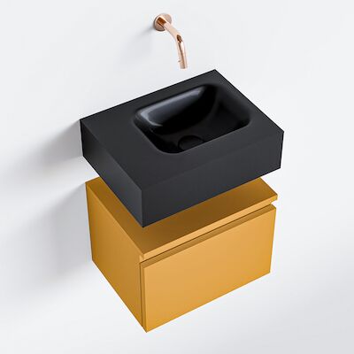 MONDIAZ ANDOR 40cm toiletmeubel ocher. LEX 40cm wastafel urban rechts geen kraangat