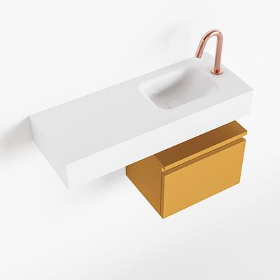 MONDIAZ ANDOR 40cm toiletmeubel ocher. LEX 80cm wastafel talc rechts 1 kraangat