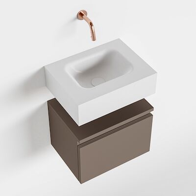 MONDIAZ ANDOR 40cm toiletmeubel smoke. LEX 40cm wastafel talc midden geen kraangat