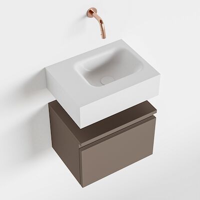 MONDIAZ ANDOR 40cm toiletmeubel smoke. LEX 40cm wastafel talc rechts geen kraangat