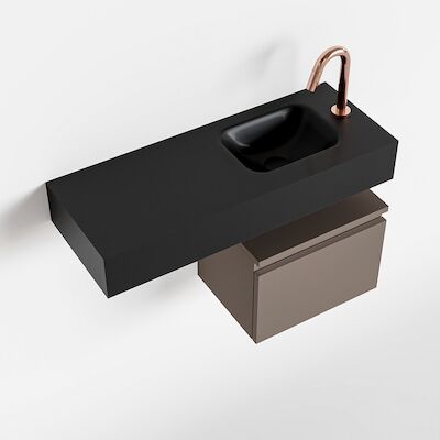 MONDIAZ ANDOR 40cm toiletmeubel smoke. LEX 80cm wastafel urban rechts 1 kraangat