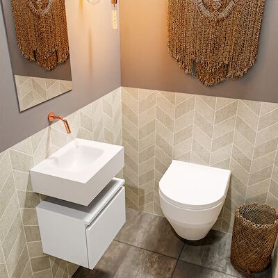 MONDIAZ ANDOR 40cm toiletmeubel talc. LEX 40cm wastafel talc midden geen kraangat