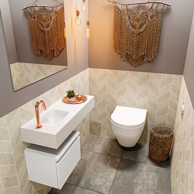 MONDIAZ ANDOR 40cm toiletmeubel talc. LEX 80cm wastafel talc links 1 kraangat