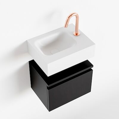 MONDIAZ ANDOR 40cm toiletmeubel urban. LEX 40cm wastafel talc links 1 kraangat