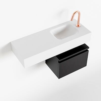 MONDIAZ ANDOR 40cm toiletmeubel urban. LEX 80cm wastafel talc rechts 1 kraangat