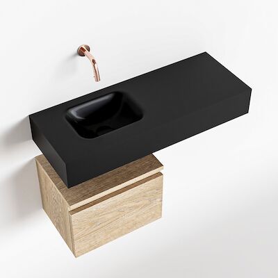 MONDIAZ ANDOR 40cm toiletmeubel washed oak. LEX 80cm wastafel urban links geen kraangat