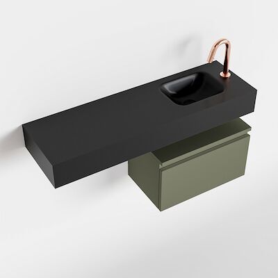 MONDIAZ ANDOR 50cm toiletmeubel army. LEX 100cm wastafel urban rechts 1 kraangat
