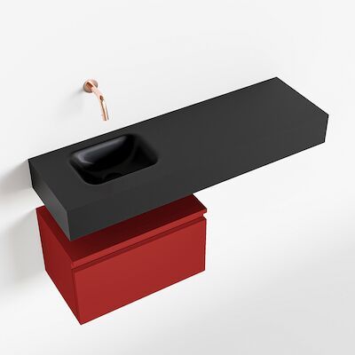 MONDIAZ ANDOR 50cm toiletmeubel fire. LEX 100cm wastafel urban links geen kraangat