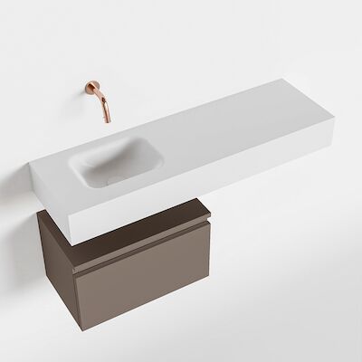 MONDIAZ ANDOR 50cm toiletmeubel smoke. LEX 100cm wastafel talc links geen kraangat