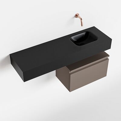 MONDIAZ ANDOR 50cm toiletmeubel smoke. LEX 100cm wastafel urban rechts geen kraangat
