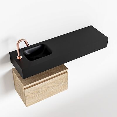 MONDIAZ ANDOR 50cm toiletmeubel washed oak. LEX 100cm wastafel urban links 1 kraangat
