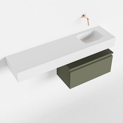 MONDIAZ ANDOR 60cm toiletmeubel army. LEX 120cm wastafel talc rechts geen kraangat