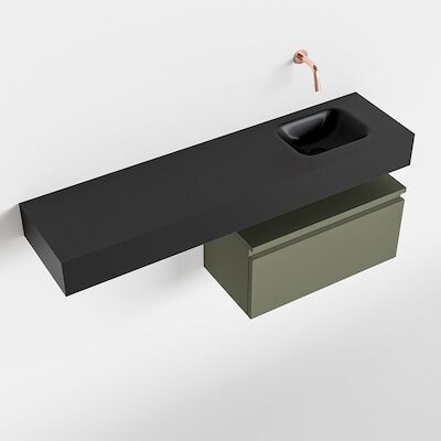 MONDIAZ ANDOR 60cm toiletmeubel army. LEX 120cm wastafel urban rechts geen kraangat