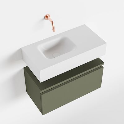 MONDIAZ ANDOR 60cm toiletmeubel army. LEX 60cm wastafel talc links geen kraangat