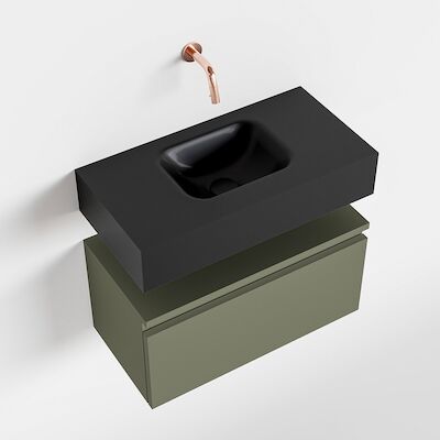MONDIAZ ANDOR 60cm toiletmeubel army. LEX 60cm wastafel urban midden geen kraangat