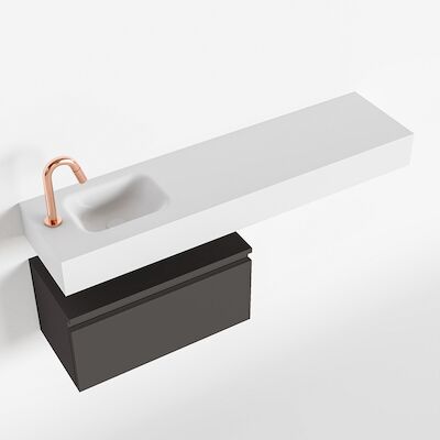 MONDIAZ ANDOR 60cm toiletmeubel dark grey. LEX 120cm wastafel talc links 1 kraangat