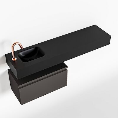 MONDIAZ ANDOR 60cm toiletmeubel dark grey. LEX 120cm wastafel urban links 1 kraangat