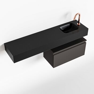 MONDIAZ ANDOR 60cm toiletmeubel dark grey. LEX 120cm wastafel urban rechts 1 kraangat