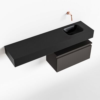 MONDIAZ ANDOR 60cm toiletmeubel dark grey. LEX 120cm wastafel urban rechts geen kraangat