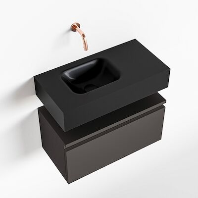 MONDIAZ ANDOR 60cm toiletmeubel dark grey. LEX 60cm wastafel urban links geen kraangat