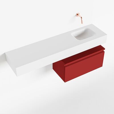 MONDIAZ ANDOR 60cm toiletmeubel fire. LEX 120cm wastafel talc rechts geen kraangat
