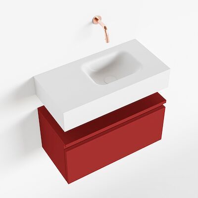 MONDIAZ ANDOR 60cm toiletmeubel fire. LEX 60cm wastafel talc rechts geen kraangat
