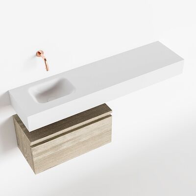MONDIAZ ANDOR 60cm toiletmeubel light brown grey. LEX 120cm wastafel talc links geen kraangat