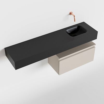MONDIAZ ANDOR 60cm toiletmeubel linen. LEX 120cm wastafel urban rechts geen kraangat