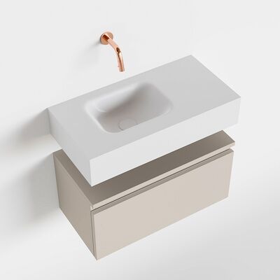 MONDIAZ ANDOR 60cm toiletmeubel linen. LEX 60cm wastafel talc links geen kraangat